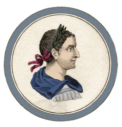 Retrato de Heliogabale ou Elagabal (Varius Avitus Bassianus) (Eliogabalo o Elagabalo) (v. 203-222), imperador romano de 218 a 222 sob o nome de Marcus Aurelius Antoninus. Gravura do século XIX.