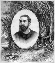 Retrato de Henri Coudreau (1859-1899), professor de geografia e explorador da Amazônia (Brasil) - gravura no journal des voyages 1889