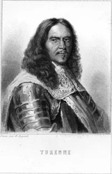 Retrato de Henri de La Tour d&39;Auvergne, Visconde de Turenne (1611 - 1675), Marechal da França - em “Histoire des Français” ”de Lavallée, gravura, sd.