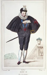 Retrato de Henrique III (1551 - 1589), Rei de França. gravura de 1830
