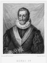 Retrato de Henrique IV (1553 - 1610), Rei de França - em "Histoire des Français" de Lavallée, gravura, sd.