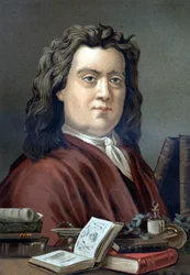 Retrato de Hermann Boerhaave (1668 - 1738), médico e químico holandês, depois de "La Ciencia y sus Hombres" de Louis Figuier. Barcelona 1881