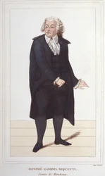 Retrato de Honore Gabriel (Honore-Gabriel) Riqueti, Conde de Mirabeau (1749-1791), político francês. gravura de 1830