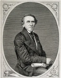 Retrato de Jakob Liebmann Beer, conhecido como Giacomo Meyerbeer (1791 - 1864), compositor alemão. Gravura do século XIX.