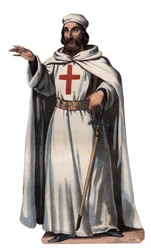 Retrato de Tiago de Molay (Jacques de Molay) (Molai) (1243-1314), Grão Mestre dos Cavaleiros Templários. Gravura de 1842 em "Histoire des popes" de Maurice Lachatre. Coleção particular.