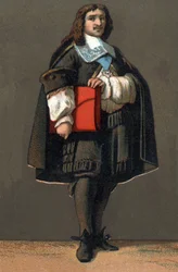 Retrato de Jean Baptiste (Jean-Baptiste) Colbert (1619-1683), pretendente a financiamento de Luís XIV. Cromolitografia por volta de 1890.