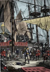 Retrato de Jean Bart (1650 - 1702), corsário francês mata com a mão o capitão holandês do Neptuno.