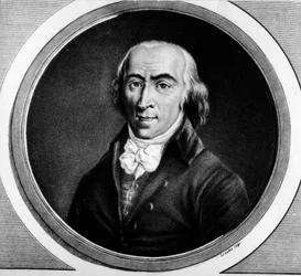 Retrato de Jean Marie Roland de la Platiere (1734-1793), ministro francês. Gravura em "Colecção completa de pinturas históricas da revolução francesa, em três volumes". 1804.