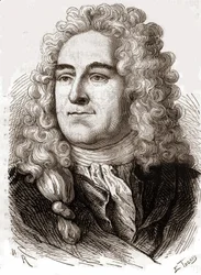 Retrato de John Law (1671 - 1729), Scottish Financial que causou a falência em 1720 (Evento da Rua Quincampoix)
