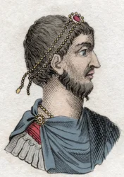 Retrato de Juliano o Apóstata (Flavius Claudius Julianus (331-363), Imperador Romano. Gravura do século XIX.