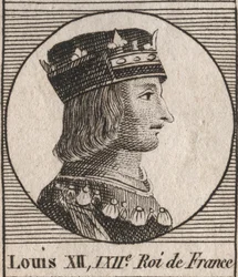 Retrato do Rei Luís XII (1462-1515) - Retrato de Luís XII de França (1462-1515), Rei de França - gravura de "Instruction sur l