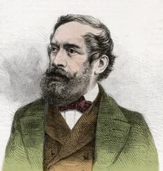 Retrato de Lajos Kossuth (1802-1894), político húngaro - Gravura de "The Illustrous World" (O Mundo Ilustrado)