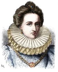 Retrato de Leonora Dori (ou Dosi) chamado Galigai, marechale de Anchor (1568-1617). Ela usa uma gola de morango - em "Histoire de France populaire" de Henri Martin