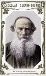 Retrato de Lev Nikolayevich, Conde Tolstoy (Leo Tolstoy), escritor russo (1828-1910). Vignette des chocolates Guérin - Boutron
