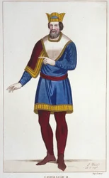 Retrato de Lotharia II (825-869) Gravura Rei de Lotharingia de 1830