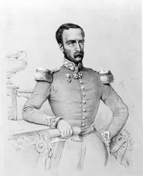 Retrato de Louis Eugène Cavaignac (1802 - 1857), general e político francês. Gravura v. 1848.