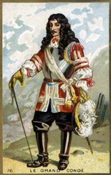 Retrato de Luís II de Bourbon, 4º Príncipe de Condé (Bourbon-Conde), conhecido como o Grande Condé (1621 - 1686). Cromolitografia do século XIX.