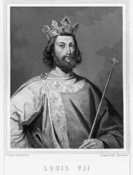 Retrato de Luís VII o Jovem (1120 - 1180), Rei de França - em "Histoire des Français" de Lavallée, gravura, sd.
