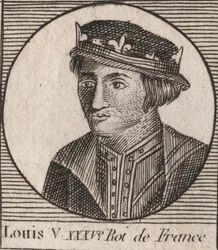 Retrato de Luís V le Faineant (967-987), Rei de França - Luís V o Indolente (967-987) - gravura de "Instruction sur l