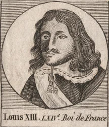 Retrato de Luís XIII o Juste (1601-1643) Rei da França - Luís XIII, Rei da França de 1610 a 1643 - gravura de "Instruction sur l
