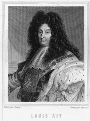 Retrato de Luís XIV (1638 - 1715), Rei de França - em "Histoire des Français" de Lavallée, gravura, sd.
