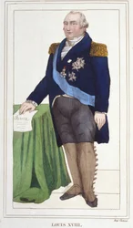 Retrato de Luís XVIII (1755 - 1824), gravura do Rei de França de 1830.
