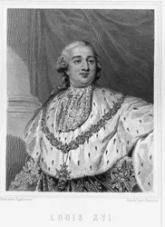 Retrato de Luís XVI (1754 - 1793), Rei de França - em "Histoire des Français" de Lavallée, gravura, sd.