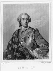 Retrato de Luís XV (1710 - 1774), Rei de França - em "Histoire des Français" de Lavallée, gravura, sd.