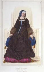 Retrato de Louise de Savoie, Duquesa de Angoulene e Mãe de François I (1476 - 1531) gravura de 1830