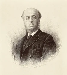 Retrato de Manuel SILVELA Y LA VIELLEUZE (1830-1892), político espanhol. Madrid. Gravura da Biblioteca Nacional.