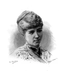 Retrato de Marie Van Zandt (1858-1919) Cantora francesa de origem holandesa. Gravura em "Le Monde illustrious" 1883. Colecção privada.