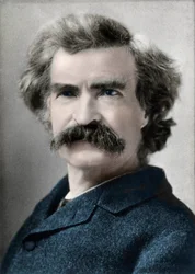 Retrato de Mark Twain (Samuel Langhorne Clemens) (1835-1910), autor americano
