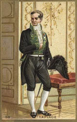 Retrato do Marquês Pierre Simon de Laplace (1749-1827), astrônomo, matemático e físico francês. Cromolitografia do século XIX.