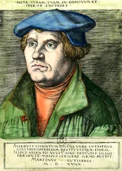 Retrato de Martinho Lutero (1483-1546) Reformador religioso alemão Gravura do século XVI Coleção particular