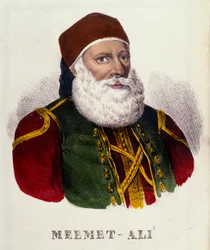 Retrato de Mehemet Ali (ou Mehemet-Ali) (1769-1849), vice-rei do Egito em 1803. Gravura do século XIX