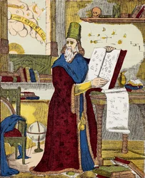 Retrato de Michel de Notre Dame (Nostradamus) Astrólogo francês - Retrato de Nostradamus, Michel de Notre Dame (1503-1566) Astrólogo francês e médico - Gravura