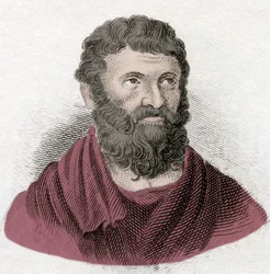 Retrato de Miltiad (Miltiades) the Young (540-489 AC), estratégia ateniense e tirano de Chersonese of Thrace. Gravura do século XIX.
