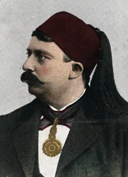 Retrato de Naceur Bey (Mohamed el-Naceur Bey) (1855-1922), bey de Tunes (Muhammad V an-Nasir Husainid Bey de Tunes) Cromolitografia do início do século XX