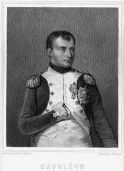 Retrato de Napoleão I (1769 - 1821), Imperador dos franceses - em "Histoire des Français" de Lavallée, gravura, sd.