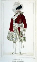 Retrato de Napoleão I (1769 - 1821) em traje cerimonial.