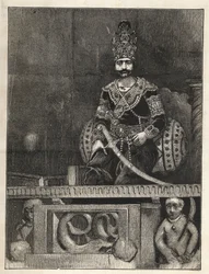 Retrato de Nasser Ed Din (1831-1896), Xá da Pérsia (Irã). Também chamado Nasseredin Shah, Nasserer-al-Din Shah Qajar, Nasser al-Din Shah Qajar, Nassiruddin Shah - (1831-1896) - 1873