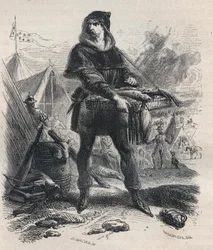 Retrato de Nicolaas Zannekin (? -1328), camponês flamengo e líder da revolta camponesa na Flandres (1325-1328) - Nicolaas Zannekin, também chamado Nicolas Zanekin ou Zannequin, tribuno e aventureiro flamengo, líder da revolta camponesa contra o conde da