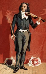 Retrato de Nicolo Paganini (1782 - 1840) violinista italiano.