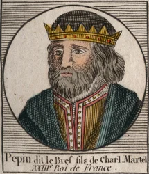 Retrato de Pepin III dit Pepin le Brief (714-768) rei da França - Pepin III (714-768) (Pepin the Short) rei dos Francos - gravura de "Instruction sur l
