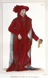 Retrato de Filipe III, o Bom (1396-1467), gravura do Duque de Borgonha de 1830