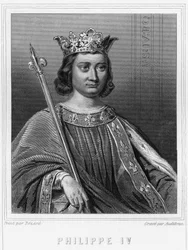 Retrato de Filipe IV, o Bel (1268 - 1314), Rei da França - em “Histoire des Français” ”de Lavallée, gravura, sd.