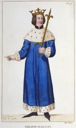 Retrato de Filipe IV o Bel (1268 - 1314), gravura do Rei de França a partir de 1830