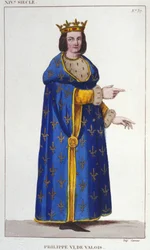 Retrato de Filipe VI de Valois (1293-1350) Rei de França. Gravura de 1830