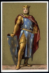 Retrato de Philippe Auguste em fato de combate - chromo, final do século XIX