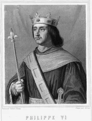 Retrato de Philippe VI de Valois (1294 - 1350), Rei da França - em "Histoire des Français" de Lavallée, gravura, sd.